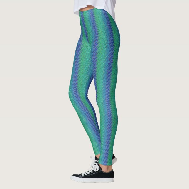 Italian Blue Mermaid Motif Art Print Leggings (Left)