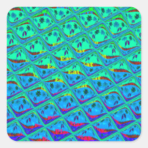 Italian Blue Mermaid Motif Art Print Square Sticker