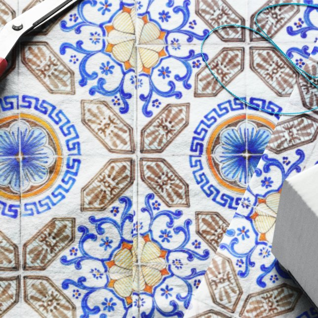 Italian Blue Mosaic Tissue Paper (Creator Uploaded)