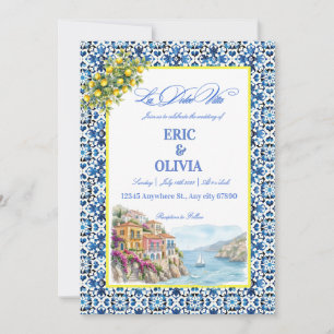 Italian Blue Tile Amalfi Coast Lemon Invitation