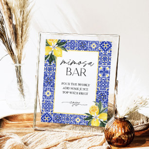 Italian Blue Tile Bridal Shower Mimosa Bar Sign