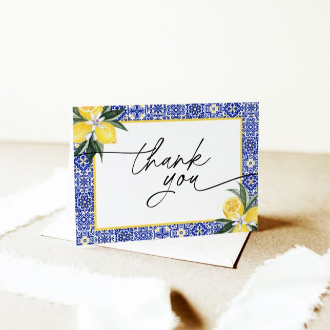 Italian Blue Tile Bridal Shower Thank You Card (Creator Uploaded)