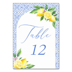 Italian Blue Tile Lemon Positano  Table Number
