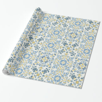 Italian Blue Tile Lemon Wrapping Paper