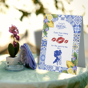 Italian Blue Tile Lemons Bridal Shower Kisses Game