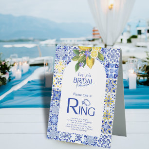 Italian Blue Tile & Lemons Bridal Shower Ring Game