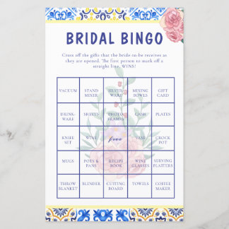 Italian Blue Tile Mamma Mia Bridal Shower Bingo