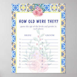 Italian Blue Tile Mamma Mia Bridal Shower Game Poster