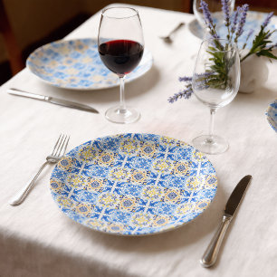 Italian Blue Tile Mamma Mia Paper Plate
