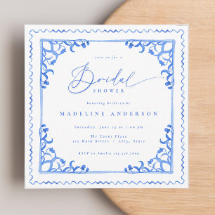 Italian Blue Tiles Bridal Shower Invitation