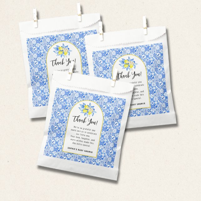 Italian Blue Tiles, Ciao Baby, Lemons square Favour Bag (Creator Uploaded)