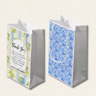 Italian Blue Tiles, Ciao Baby, Lemons square Small Gift Bag