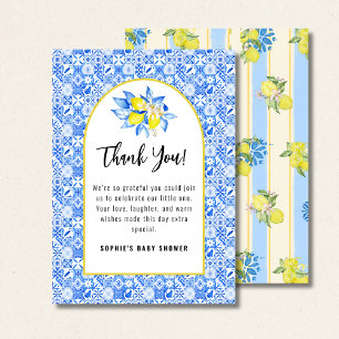 Italian Blue Tiles, Ciao Baby, Lemons square Thank You Card