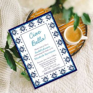 Italian Blue Tiles Ciao Bella Bridal Shower  Invitation