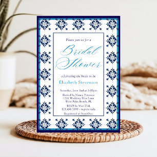 Italian Blue Tiles La Dolce Vita Bridal Shower  Invitation