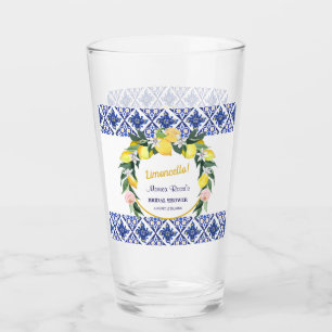 Italian Blue Tiles Limoncello Bridal Shower Gift  Glass
