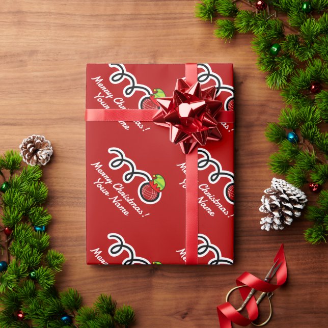 Italian bocce ball with Elf hat custom Christmas Wrapping Paper (Holiday Gift)