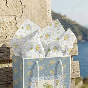 Italian Botanical Watercolor Amalfi Lemon Pattern Tissue Paper