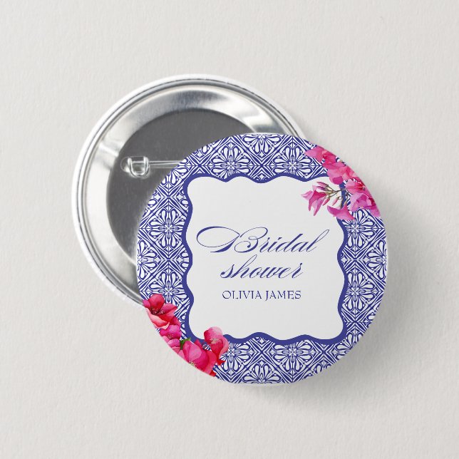 Italian bougainvillea bridal shower 6 cm round badge (Front & Back)