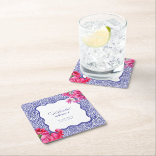Italian bougainvillea bridal shower square paper coaster