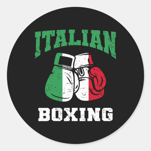 Italian Boxing Gloves Italy Flag Boxing Team Itali Classic Round Sticker (Front)