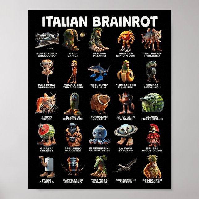 Italian Brain Rot Italian Brainrot Funny Memes _1  Poster (Front)