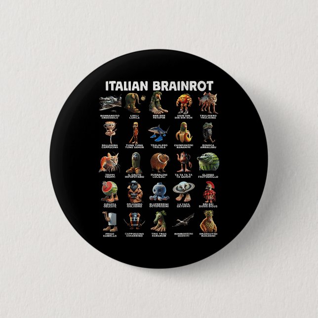 Italian Brain Rot Italian Brainrot Funny Memes _2  6 Cm Round Badge (Front)