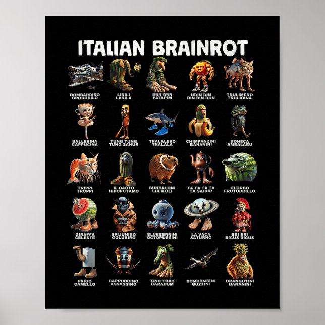 Italian Brain Rot Italian Brainrot Funny Memes _2  Poster (Front)