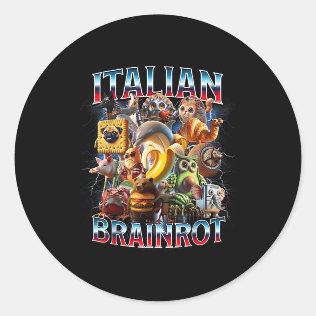 Italian Brain Rot Italian Brainrot Funny Memes Boy Classic Round Sticker (Front)