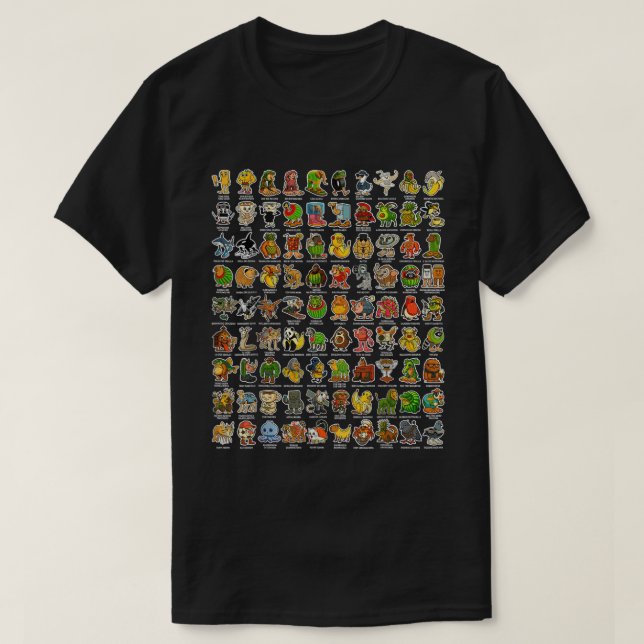 Italian Brainrot 90 Meme Characters T-Shirt (Design Front)