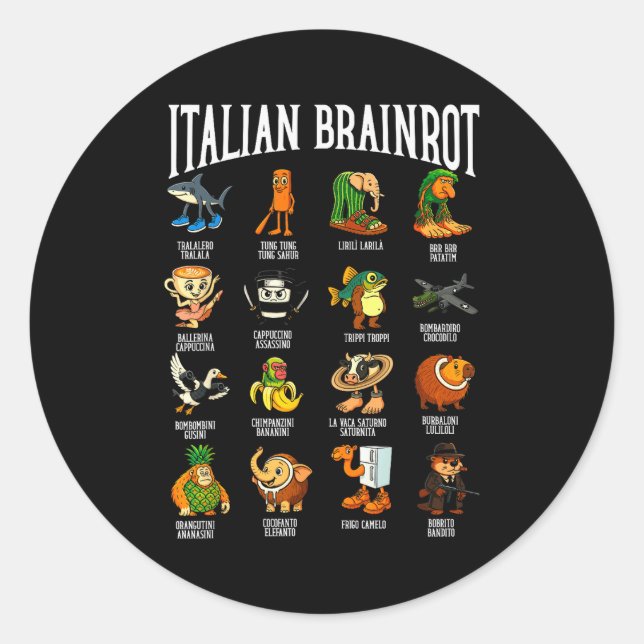 Italian Brainrot Ballerina Ino Character Meme Mix  Classic Round Sticker (Front)