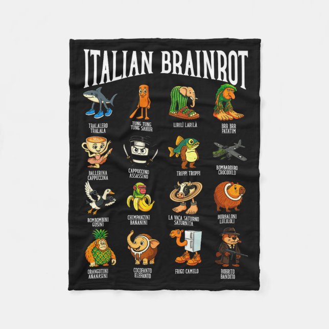 Italian Brainrot Ballerina Ino Character Meme Mix  Fleece Blanket (Front)