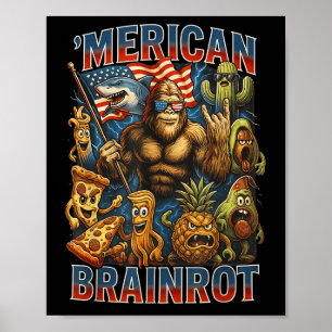 Italian Brainrot Big Meme 4th Of July Flag Foot Poster