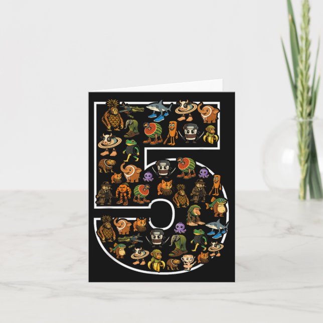 Italian Brainrot Birthday 5 Age Meme 5th Kids Boys Card (Front)