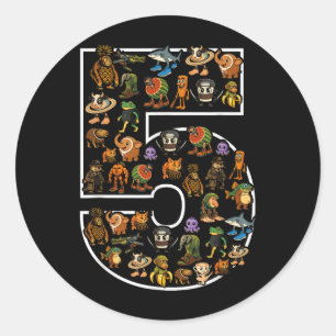 Italian Brainrot Birthday 5 Age Meme 5th Kids Boys Classic Round Sticker