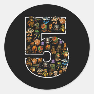 Italian Brainrot Birthday 5 Age Meme 5th Kids Boys Classic Round Sticker