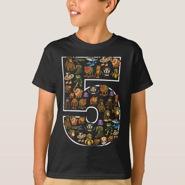 Italian Brainrot Birthday 5 Age Meme 5th Kids Boys T-Shirt (Front)