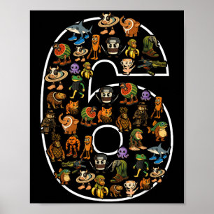 Italian Brainrot Birthday 6 Age Meme 6th Kids Boys Poster