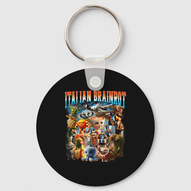Italian Brainrot Characters Funny Meme Pular Trend Key Ring (Front)