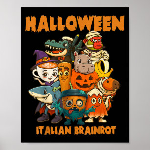 Italian Brainrot Characters Halloween Themes Costu Poster
