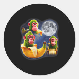 Italian Brainrot Chimpanzini Bananini 3 Moon Weird Classic Round Sticker