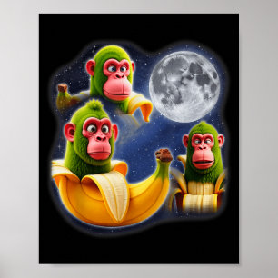 Italian Brainrot Chimpanzini Bananini 3 Moon Weird Poster