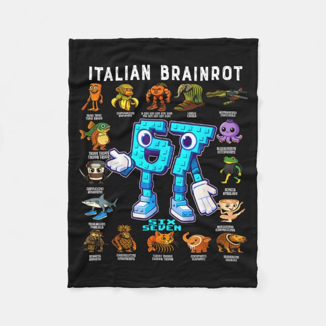 Italian Brainrot Funny 67 Meme Birthday Decoration Fleece Blanket (Front)