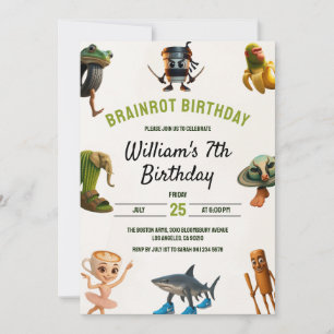 Italian Brainrot Funny Meme Kids 7th Birthday Invitation