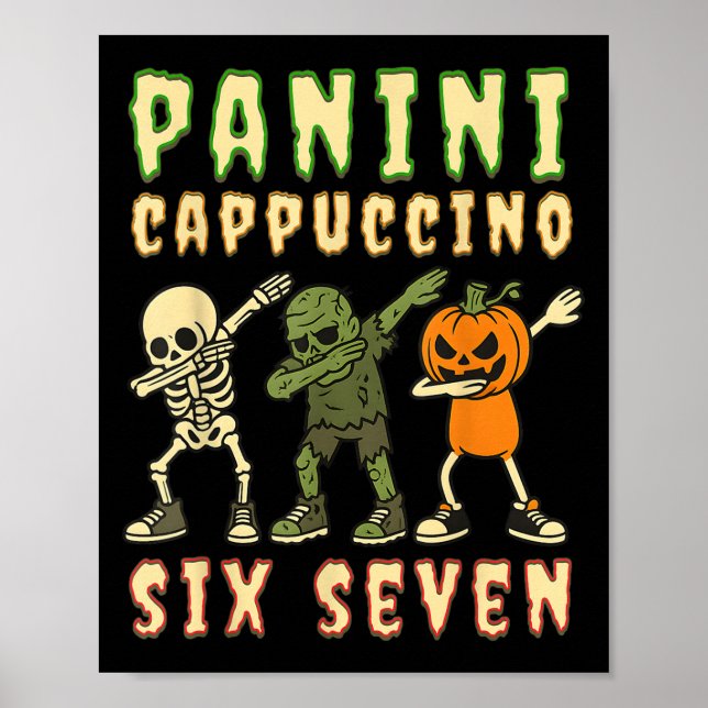 Italian Brainrot Halloween Panini Cappuccino Six S Poster (Front)
