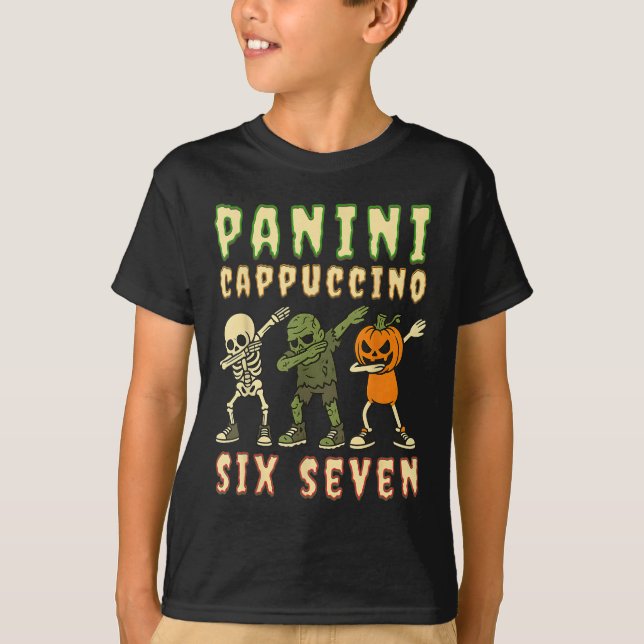 Italian Brainrot Halloween Panini Cappuccino Six S T-Shirt (Front)
