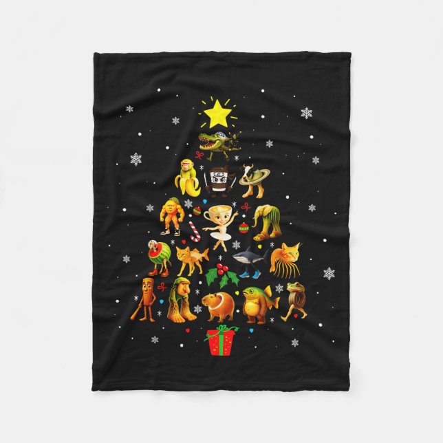 Italian Brainrot Meme Christmas Tree Brain Rot Xma Fleece Blanket (Front)