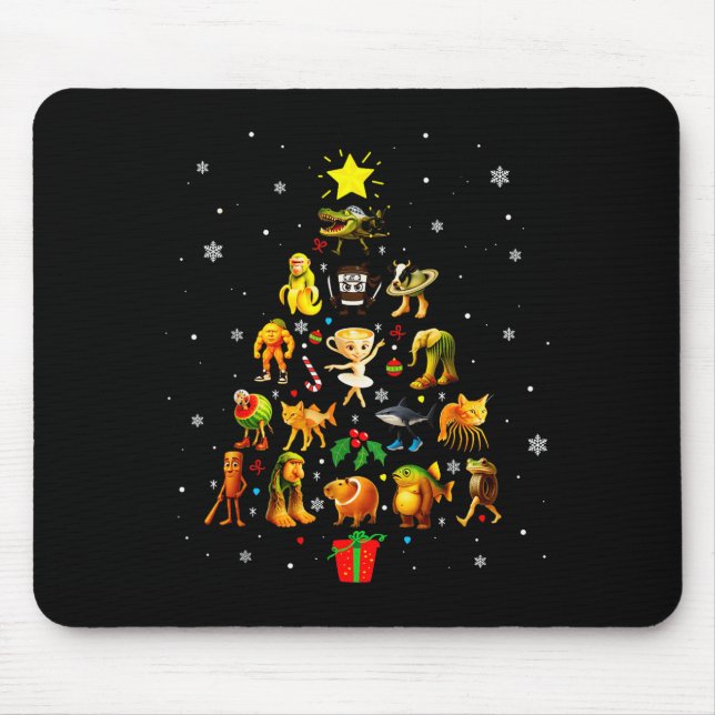 Italian Brainrot Meme Christmas Tree Brain Rot Xma Mouse Pad (Front)