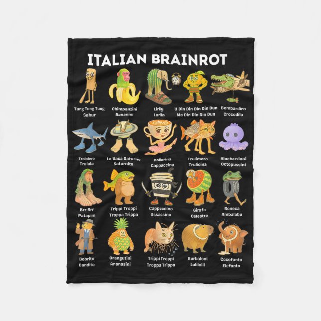Italian Brainrot Meme For Kids Boy Men Women  Fleece Blanket (Front)