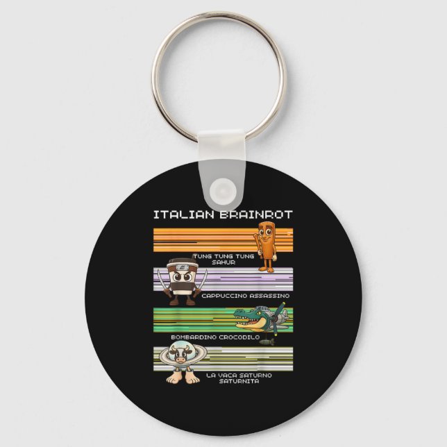Italian Brainrot Meme Funny Compilation Character  Key Ring (Front)